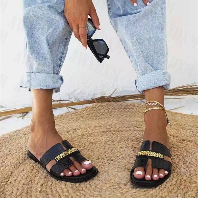 Fashion Chain Open Toe Flat Sandals