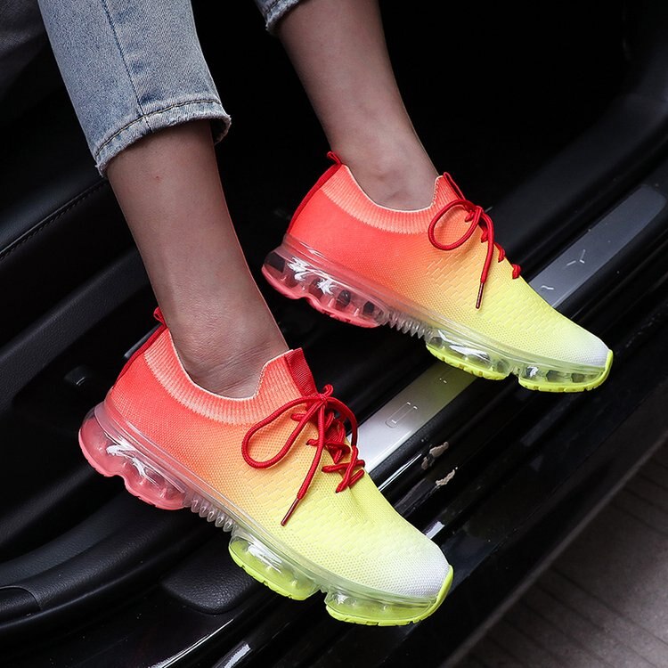 Gradient Color Cross Lace Jogging Vulcanized Shoes