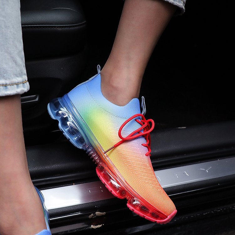 Gradient Color Cross Lace Jogging Vulcanized Shoes