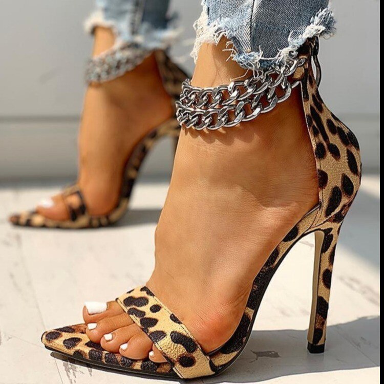 Leather Chain Gladiator Sandals