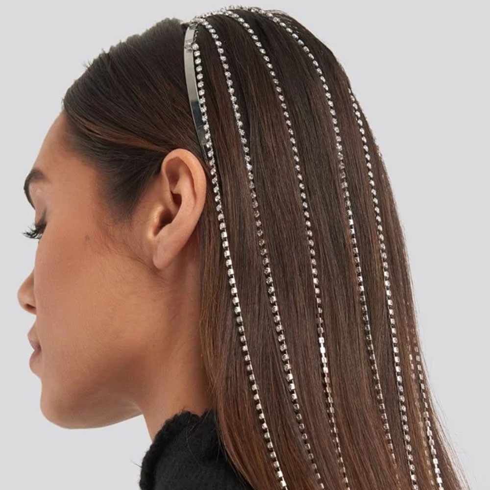 Luxury Long Tassel Rhinestone Hair Chain Headpiece