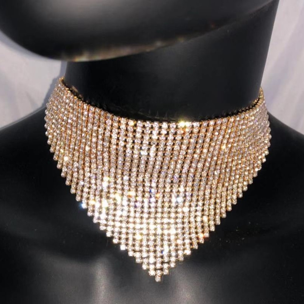 Crystal Bib Choker Necklace