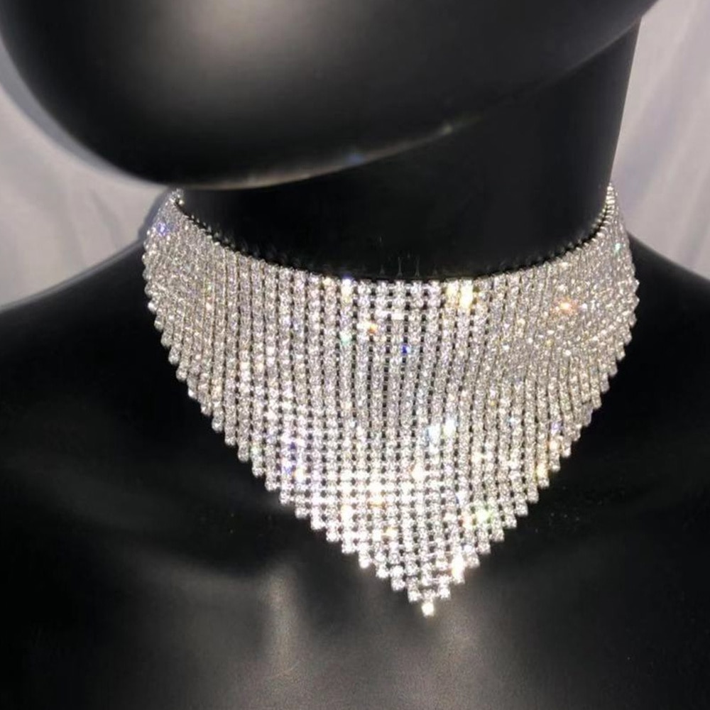Crystal Bib Choker Necklace