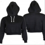 Cropped Hooded Pullover - Black, L