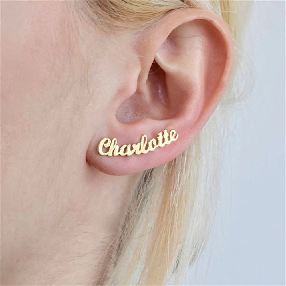 Custom Name Stainless Steel Stud Earrings