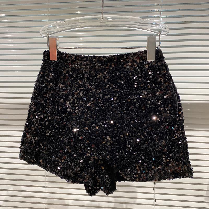 Sequined Velvet Shorts