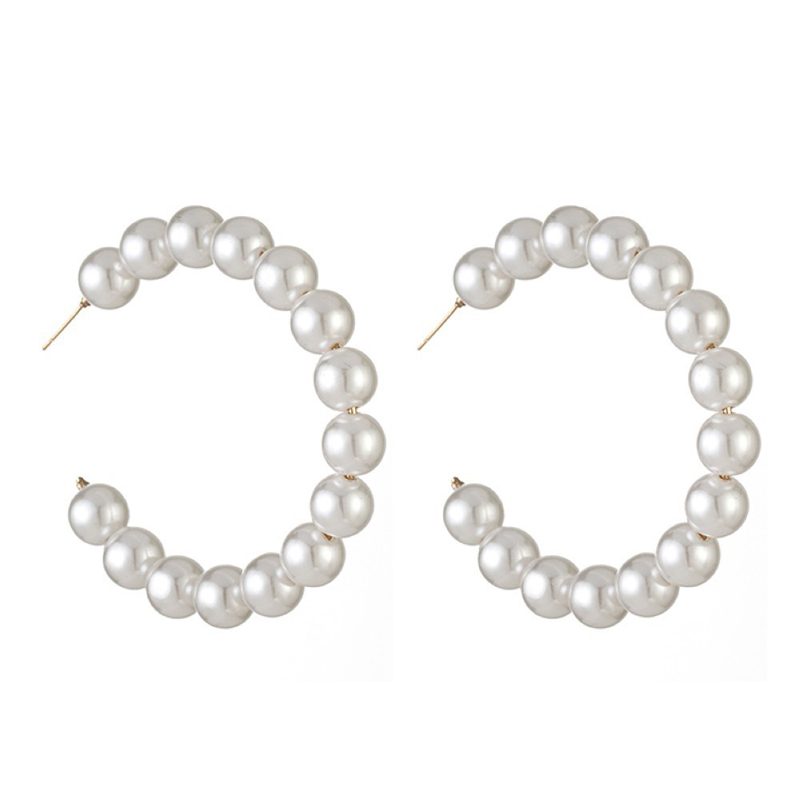 Pearl Big Circle Drop Earrings