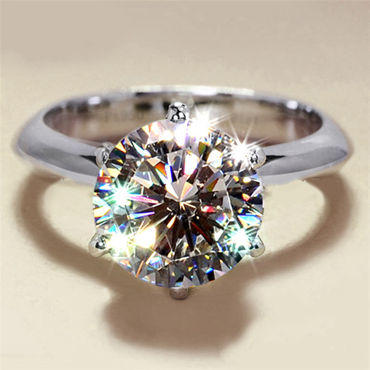 S925 Luxury Bridal White Gold Color Cubic Zirconia Ring