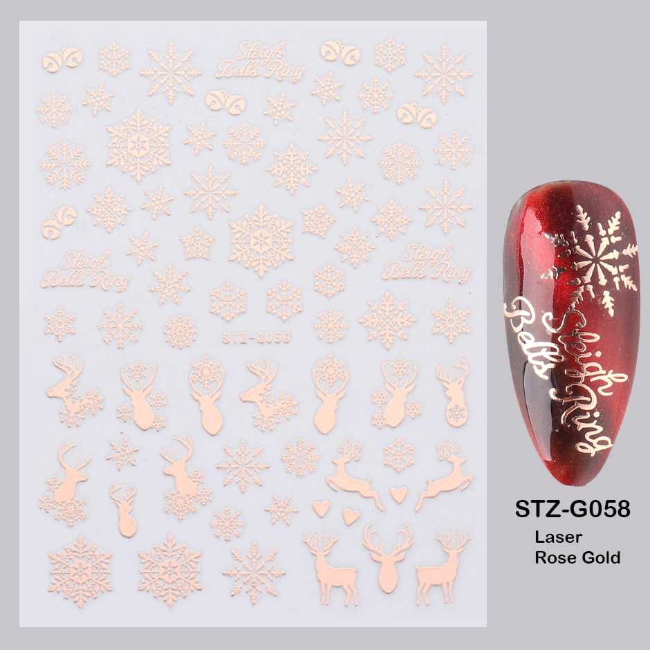 New Year Rose Gold Glitter Christmas 3D Snowflake Decal Stickers