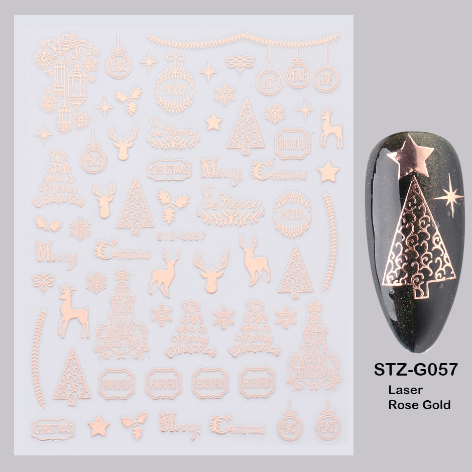 New Year Rose Gold Glitter Christmas 3D Snowflake Decal Stickers