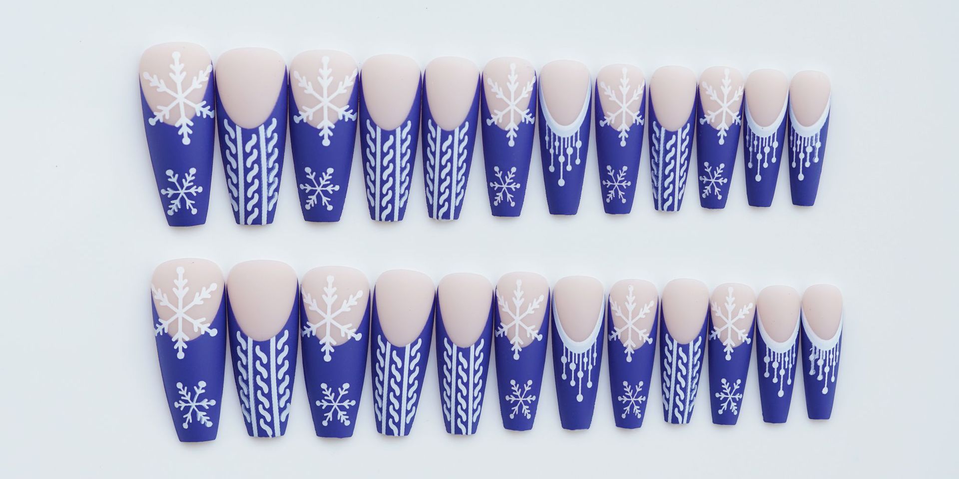 24pcs Christmas Snowflake Acrylic Nails
