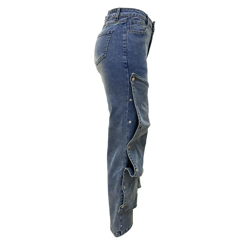 Detachable Buckle Irregular Jeans