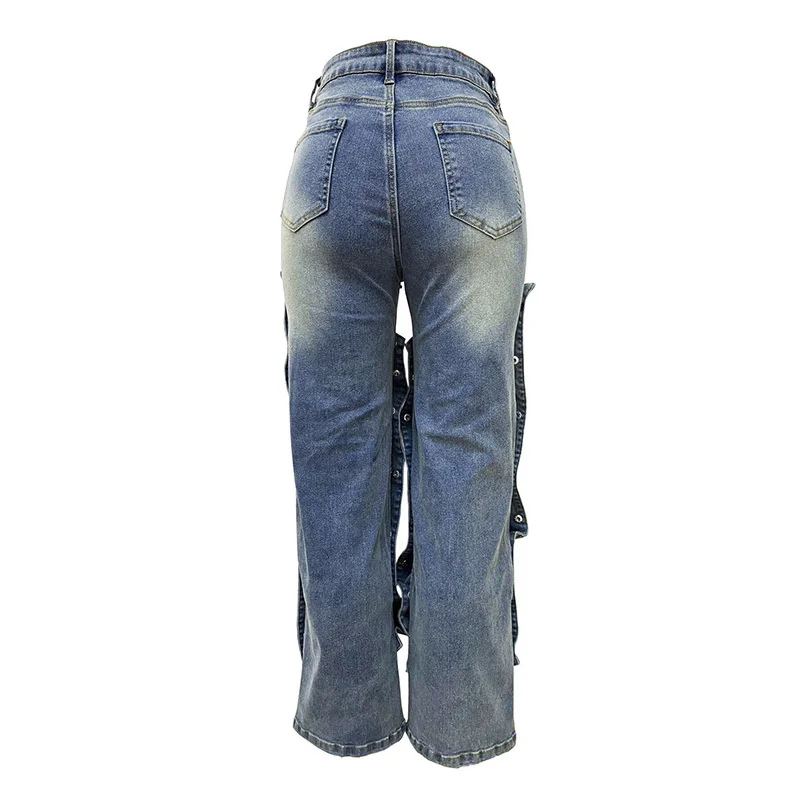 Detachable Buckle Irregular Jeans