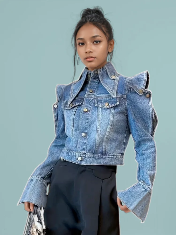 Ruffled Edge Denim Jacket