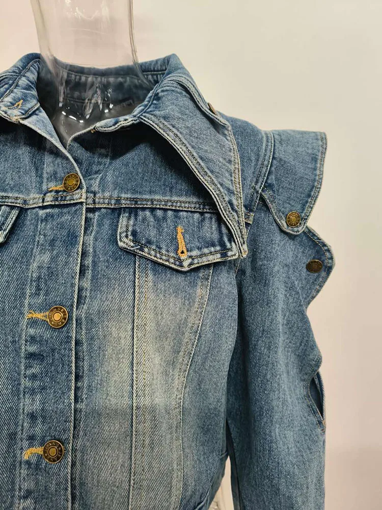 Ruffled Edge Denim Jacket