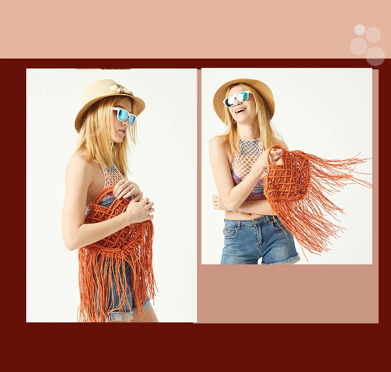 Bohemian Tassel Fishnet Tote Bag