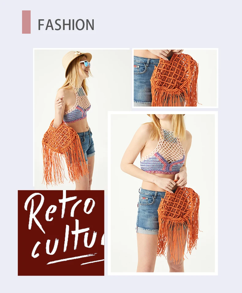 Bohemian Tassel Fishnet Tote Bag