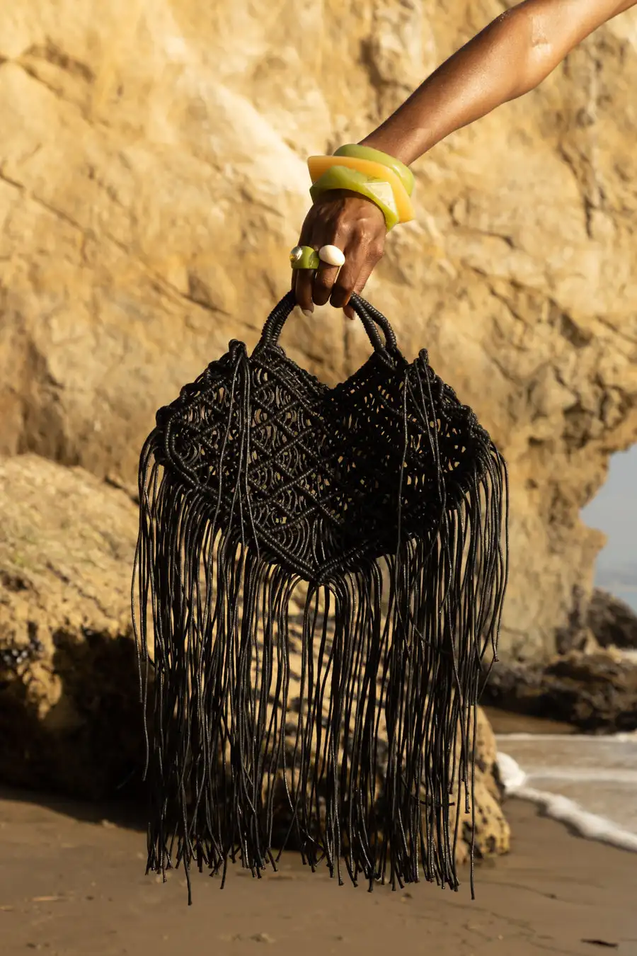 Bohemian Tassel Fishnet Tote Bag