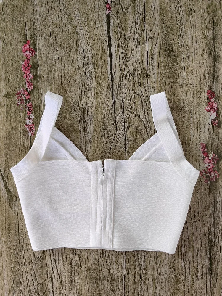 White Plunge V Bandage Crop Top