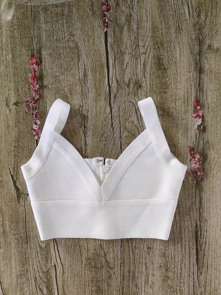 White Plunge V Bandage Crop Top