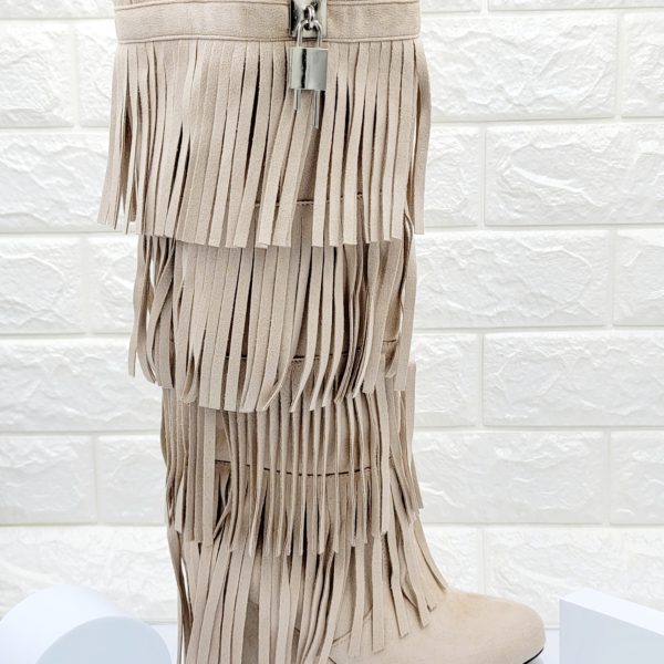 Tassel Lock Wedge Boots