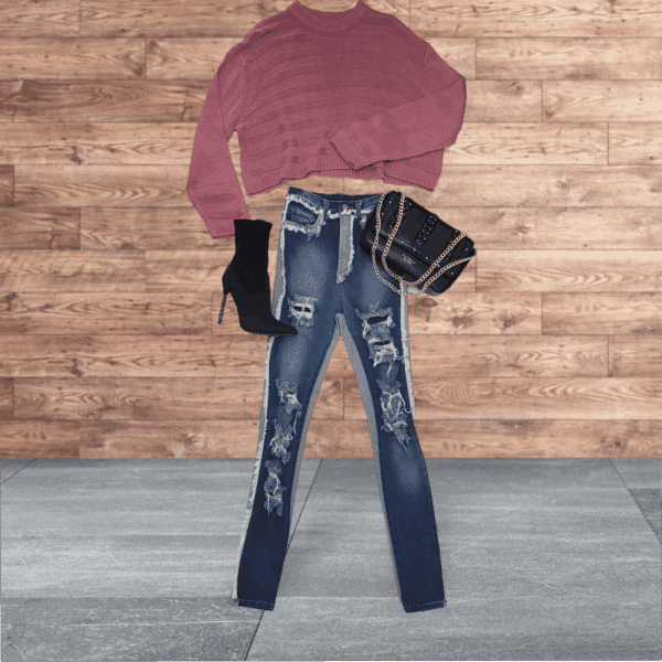 Trendy Blush Pink Striped Sweater