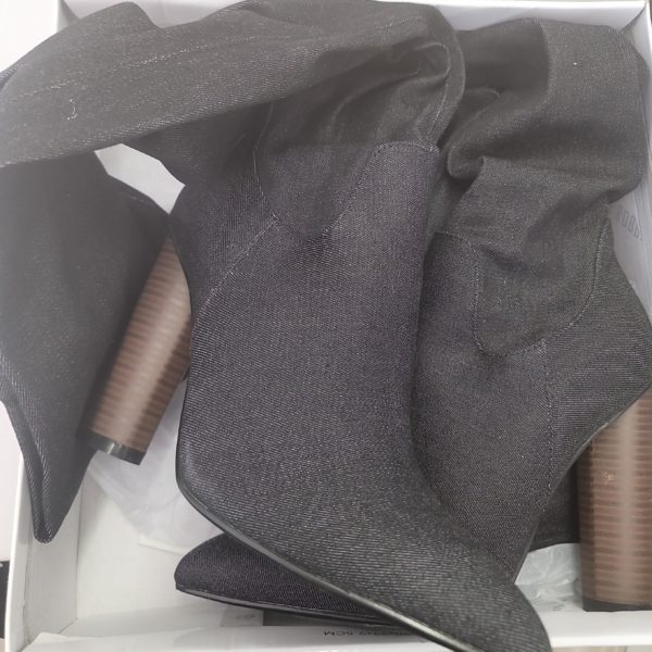 Wood Tone Black Denim Boot