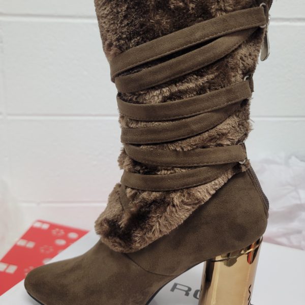 Fur Gold Heel Boot