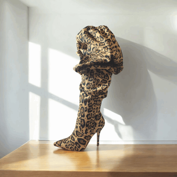 Adjustable Height Thigh High Leopard Boots