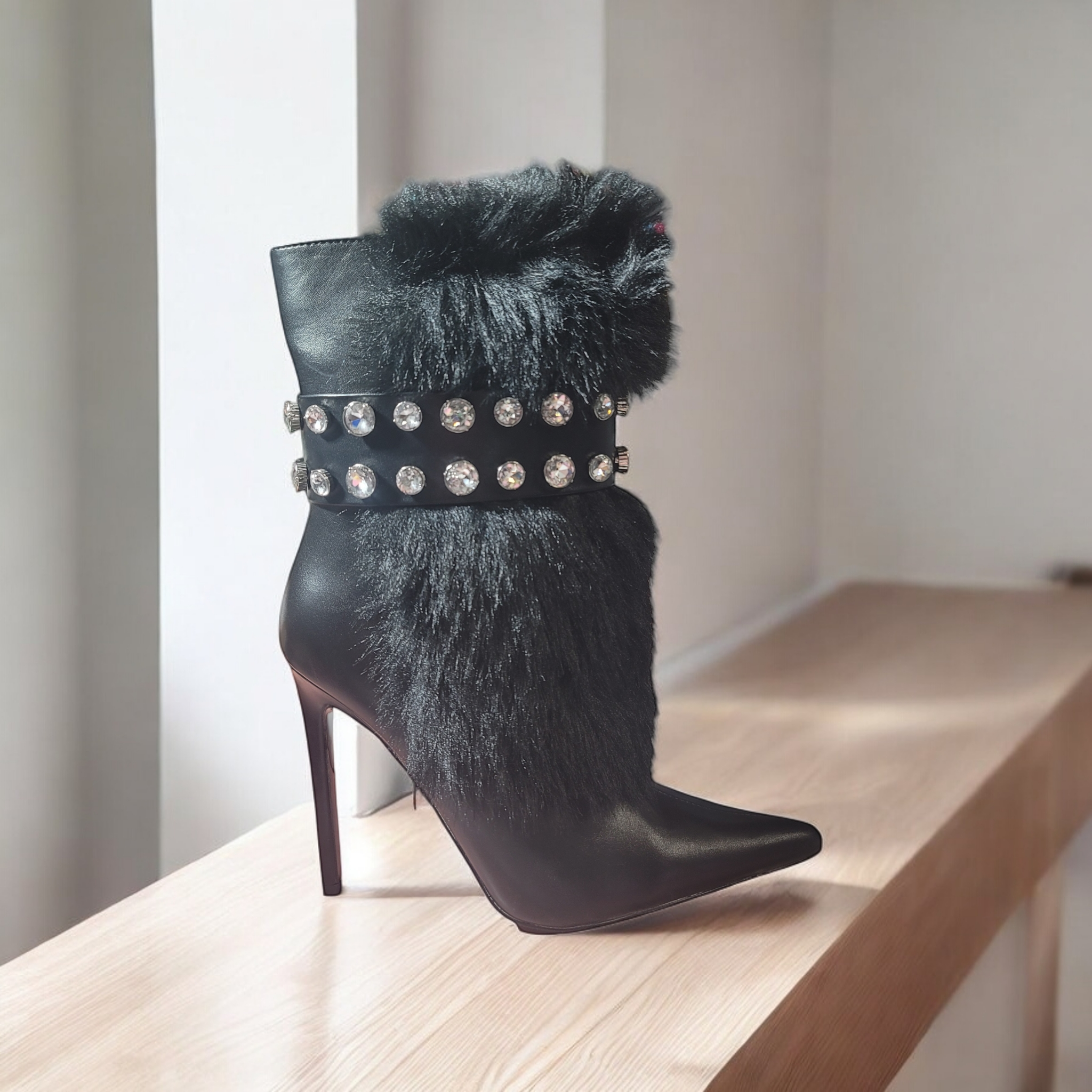 Jeweled Fur Boots