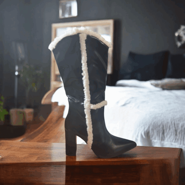 Fur Trim Leather Boots