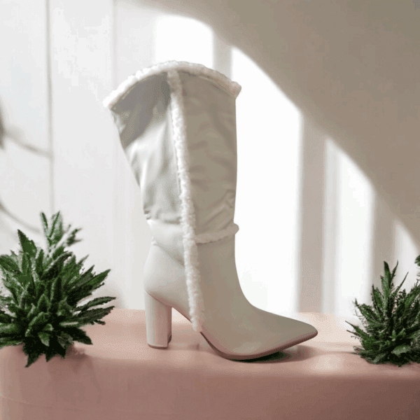 Fur Trim Leather Boots