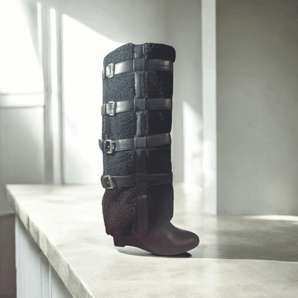 Fur Multi Buckle Boots