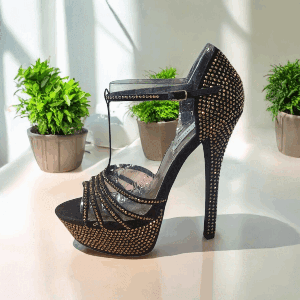 Gold Rhinestone Studded Sandals