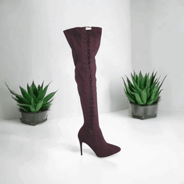 Red Side Fixed Stretch Lace Boots