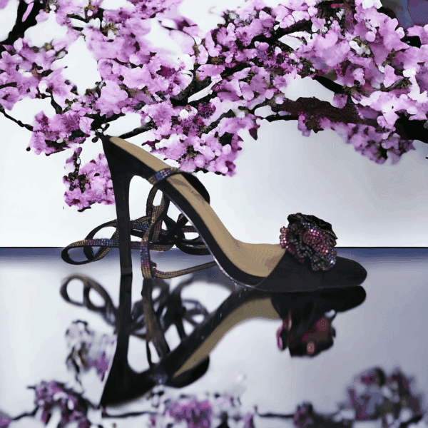 Beautiful Full Rhinestone Floral Laceup Sandals