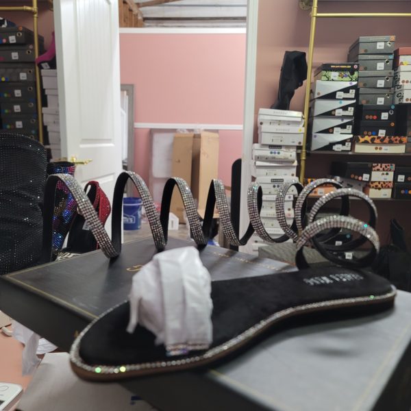 Knee High Rhinestone Wrap Sandals